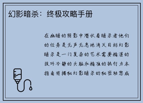 幻影暗杀：终极攻略手册
