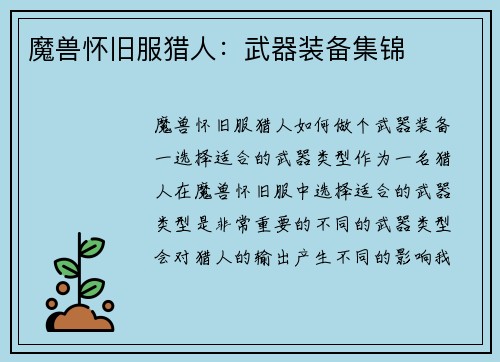 魔兽怀旧服猎人：武器装备集锦